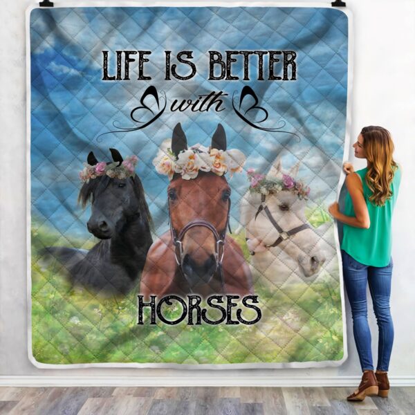 Life Is Better With Horse Fleece Blanket Sherpa Blanket