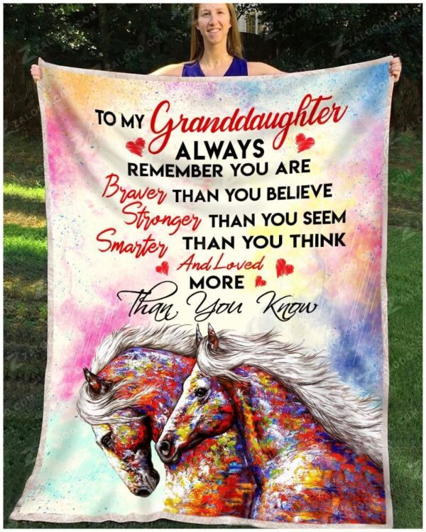 Horse Granddaughter You Are Loved More Than You Know Fleece Blanket Sherpa Blanket
