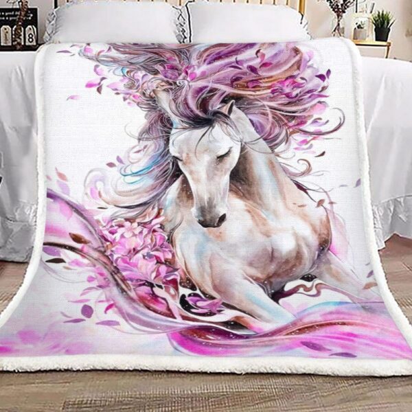 Horse Pretty Lady Fleece Blanket Sherpa Blanket