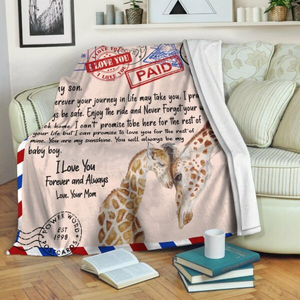 Giraffe Mom And Son Fleece Blanket Sherpa Blanket