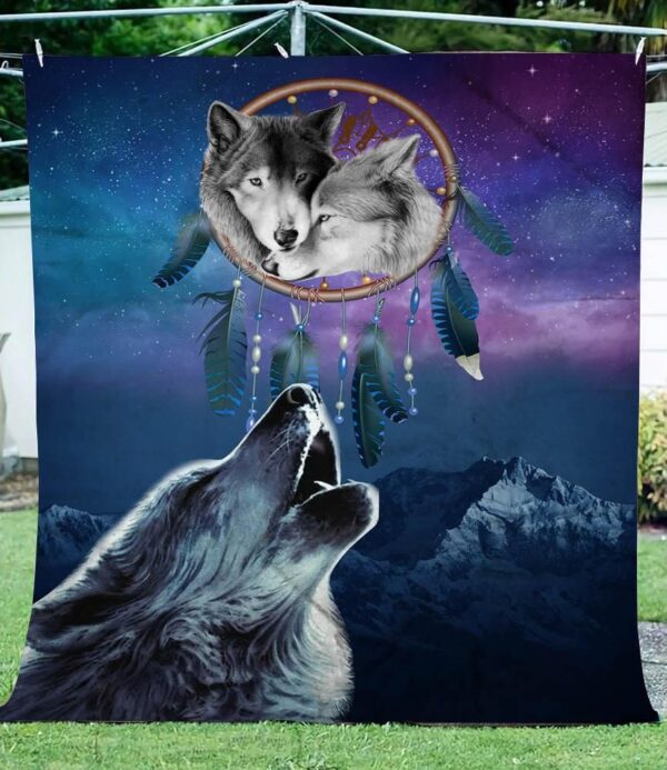 Howling Wolves Dreamcatcher Fleece Blanket Sherpa Blanket