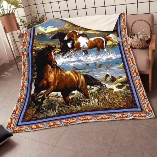Horse Three Fleece Blanket Sherpa Blanket