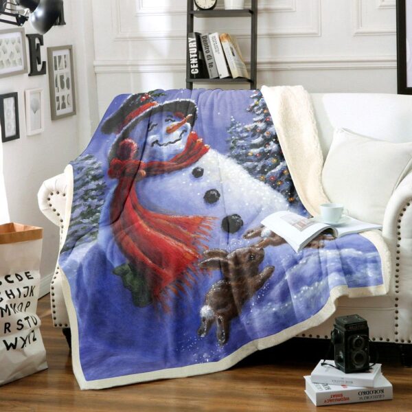 Snowman Fleece Blanket Sherpa Blanket
