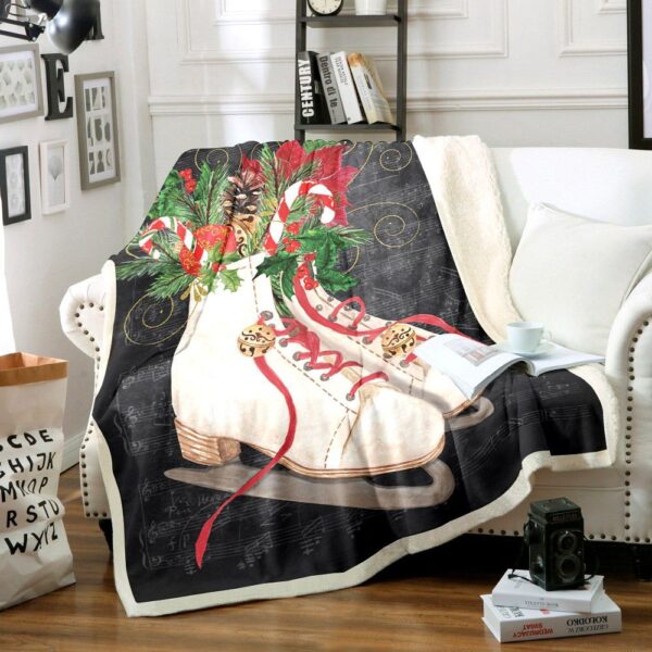 Snowboard Boots Christmas Fleece Blanket Sherpa Blanket