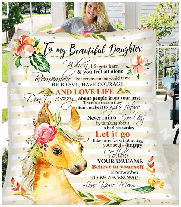 Horse Daughter Mom Remember To Be Awesome Fleece Blanket Sherpa Blanket