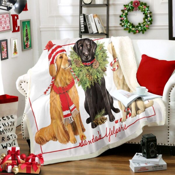 Labrador Retrievers Christmas Fleece Blanket Sherpa Blanket