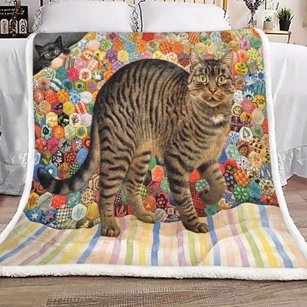 Mommy Cat And Little Kitty Fleece Blanket Sherpa Blanket