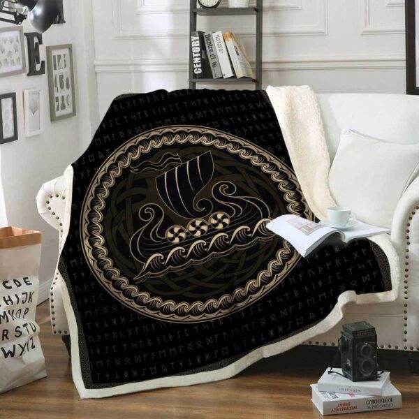 Viking Ship Fleece Blanket Sherpa Blanket
