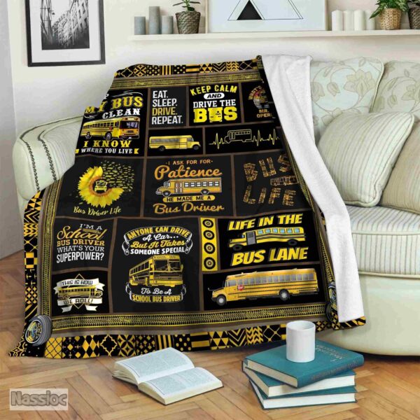 Bus Driver Fleece Blanket Sherpa Blanket