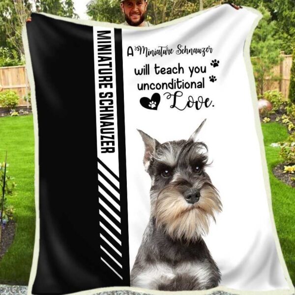 Miniature Schnauzer Fleece Blanket Sherpa Blanket
