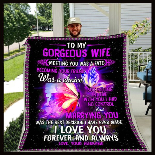 Butterfly To My Wife Fleece Blanket Sherpa Blanket