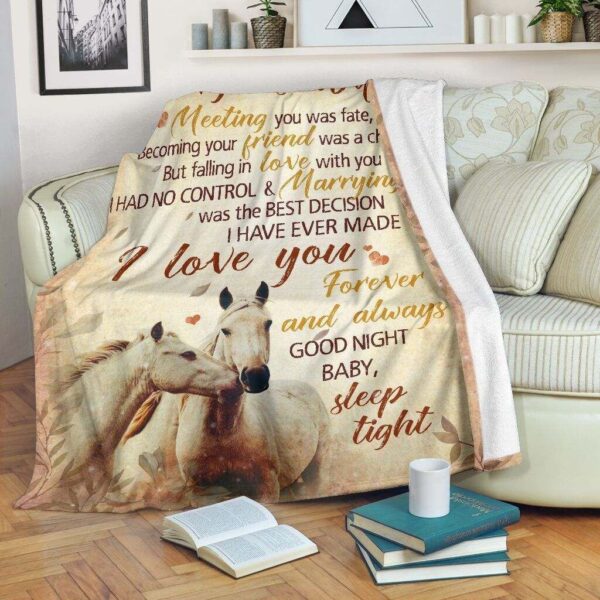 Horse - To My Gorgeous Wife Fleece Blanket Sherpa Blanket