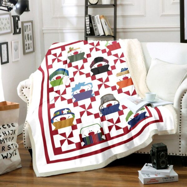 Snowman Fleece Blanket Sherpa Blanket