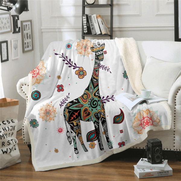 Giraffe Pattern Fleece Blanket Sherpa Blanket