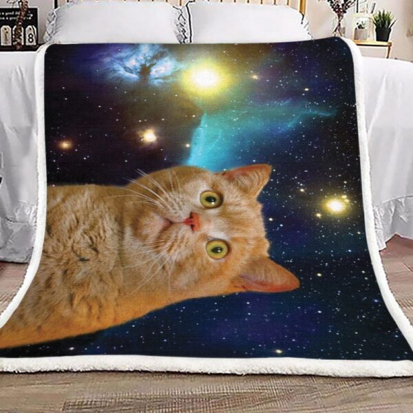 Galaxy Brown Cat Fleece Blanket Sherpa Blanket