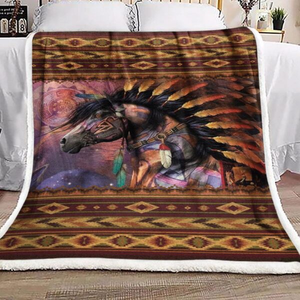 Horse Native America Fleece Blanket Sherpa Blanket