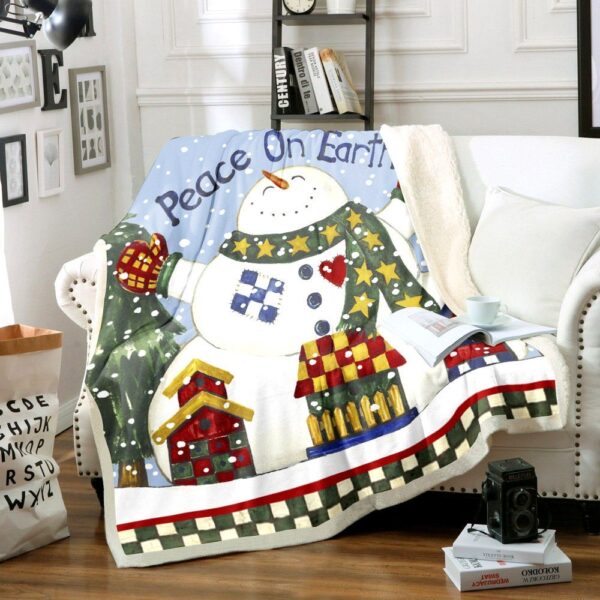 Snowman Fleece Blanket Sherpa Blanket