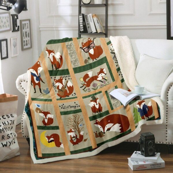 Fox 01 Fleece Blanket Sherpa Blanket