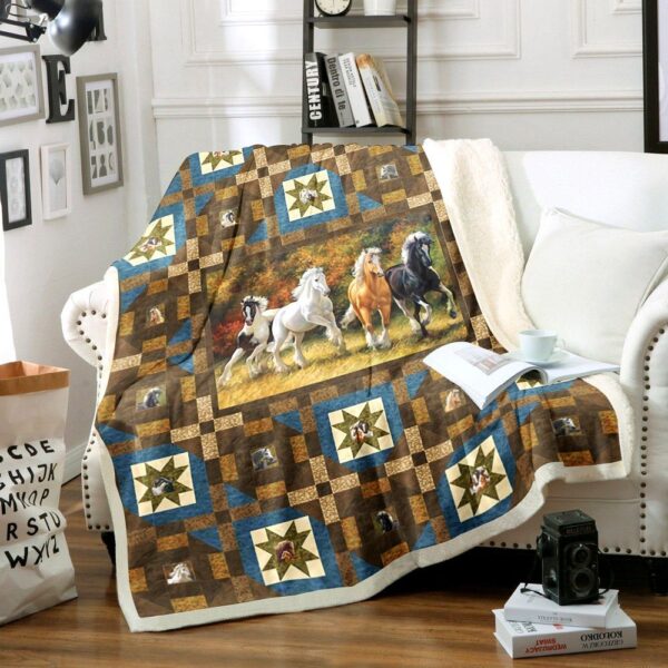 Horse Fleece Blanket Sherpa Blanket