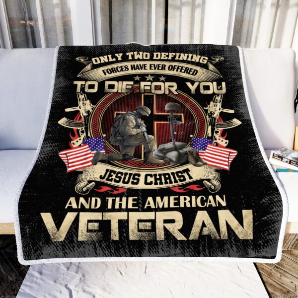 Jesus Christ And The American Veteran Fleece Blanket Sherpa Blanket