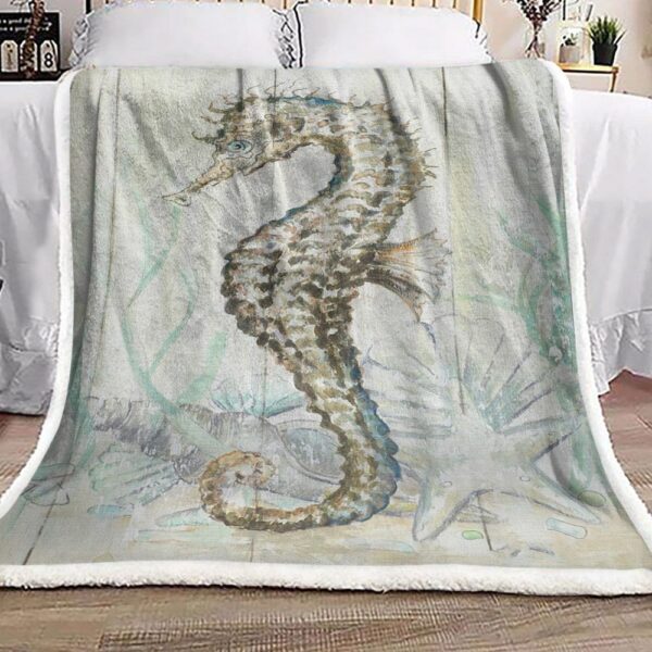 Sea Horse Fleece Blanket Sherpa Blanket