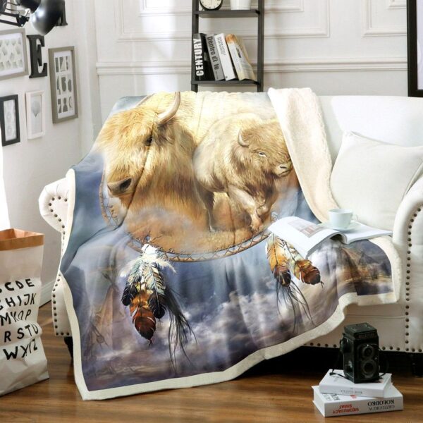 Dream Catcher White Buffalo Fleece Blanket Sherpa Blanket