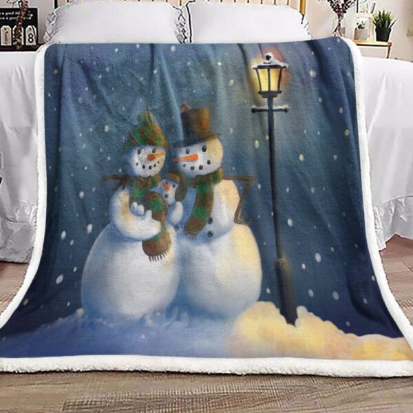 Snowman Family Fleece Blanket Sherpa Blanket