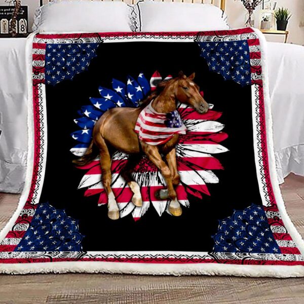 Horse Flag Flower Fleece Blanket Sherpa Blanket