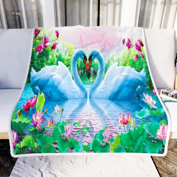 Swan Couple Fleece Blanket Sherpa Blanket