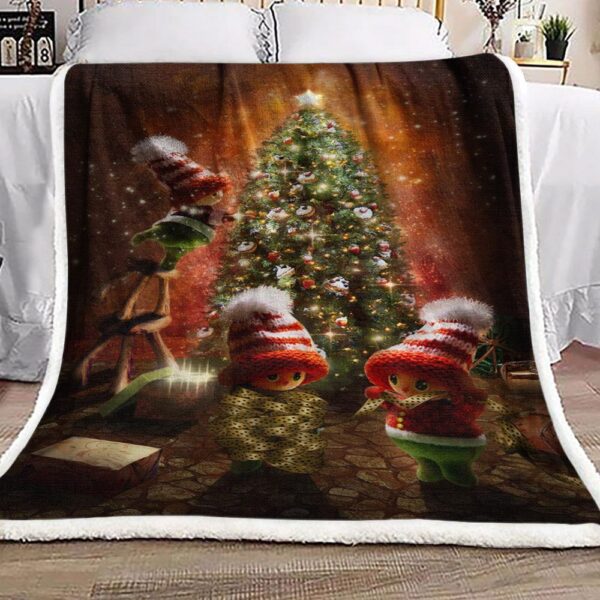 Doll And Christmas Tree Fleece Blanket Sherpa Blanket
