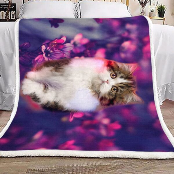 Cat Blossom Flower Fleece Blanket Sherpa Blanket
