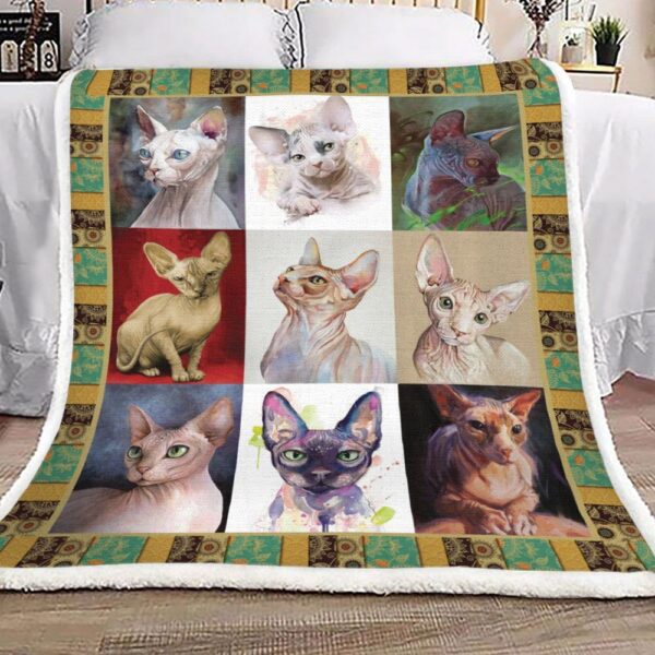 Sphinx Cat Painting Color Collection Fleece Blanket Sherpa Blanket