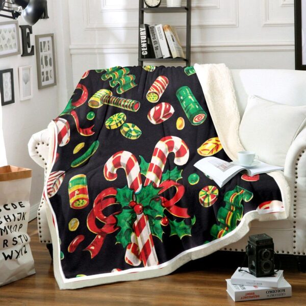 Christmas Candy Fleece Blanket Sherpa Blanket