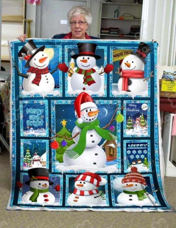 Snowman Fleece Blanket Sherpa Blanket