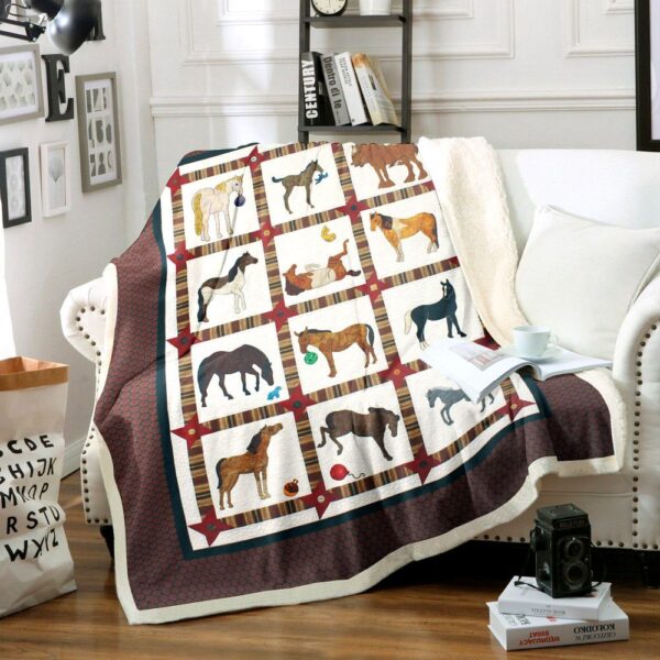 Horse Fleece Blanket Sherpa Blanket