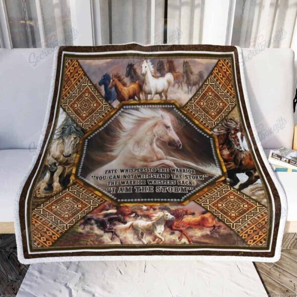 The Warrior Whispers Back I Am The Storm Horse Fleece Blanket Sherpa Blanket