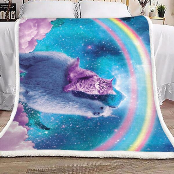 Camel Cat Rainbow Fleece Blanket Sherpa Blanket