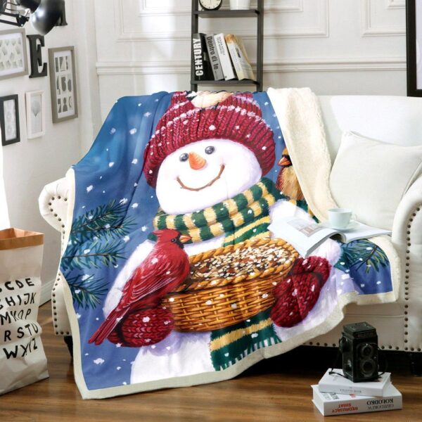 Snowman Fleece Blanket Sherpa Blanket