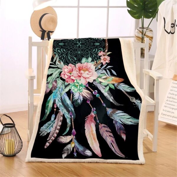 Dreamcatcher Flower Fleece Blanket Sherpa Blanket