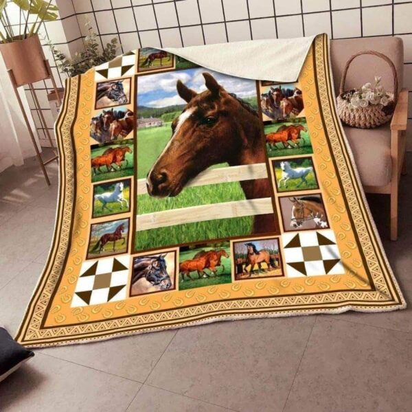 Horse Fleece Blanket Sherpa Blanket