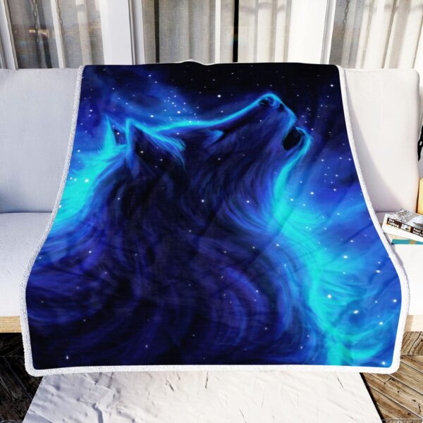 Blue Wolf Art Fleece Blanket Sherpa Blanket