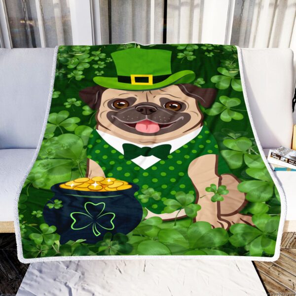 Pug St Patricks Day Fleece Blanket Sherpa Blanket