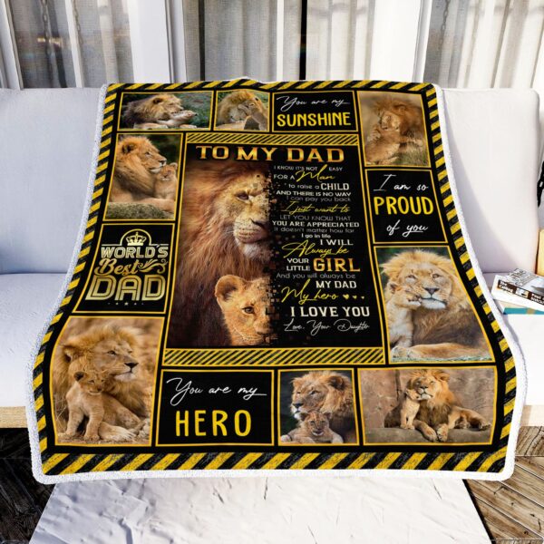 Lion To My Dad Love Your Daughter Fleece Blanket Sherpa Blanket