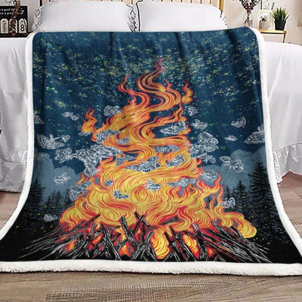 Camping Butterfly Fleece Blanket Sherpa Blanket