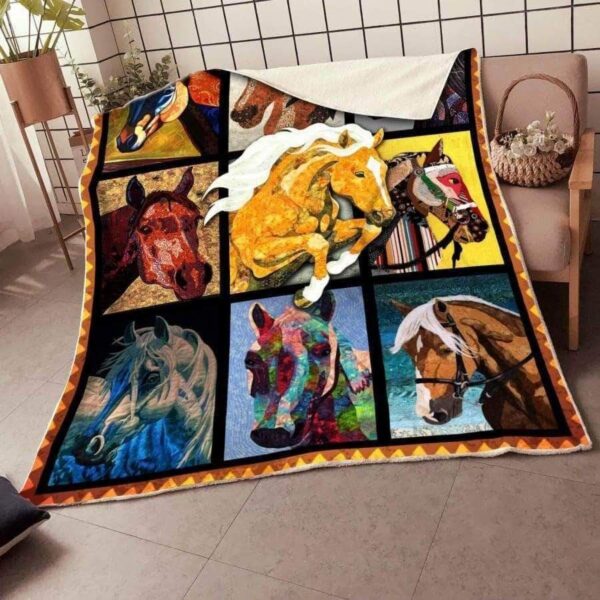 Horse Premium Fleece Blanket Sherpa Blanket