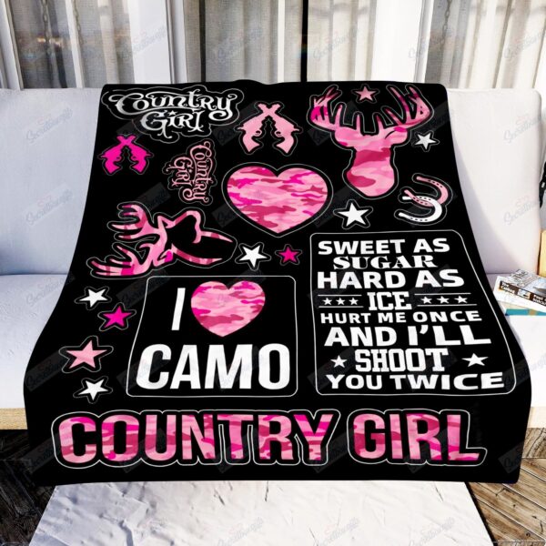 Country Girl I Love Camo Country Girl Fleece Blanket Sherpa Blanket