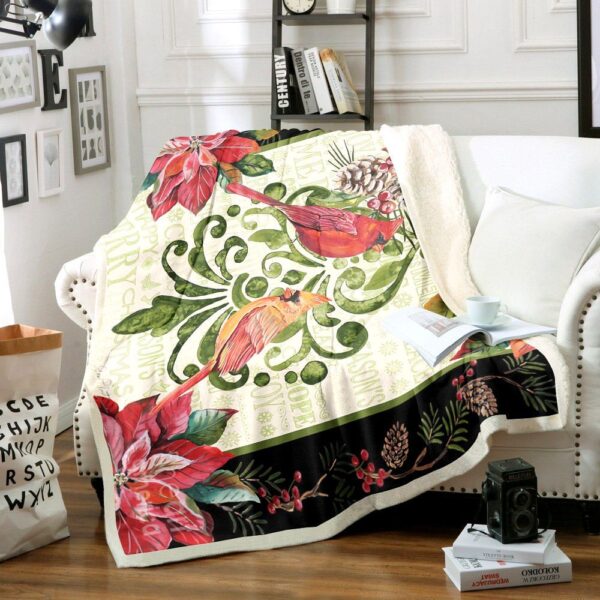 Cardinal Christmas Fleece Blanket Sherpa Blanket