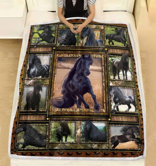 Friesian Horse Fleece Blanket Sherpa Blanket