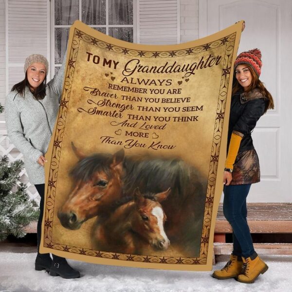 Horse To My Granddaughter Fleece Blanket Sherpa Blanket