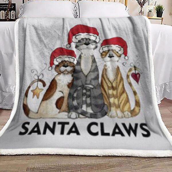 Santa Claws Cat Fleece Blanket Sherpa Blanket